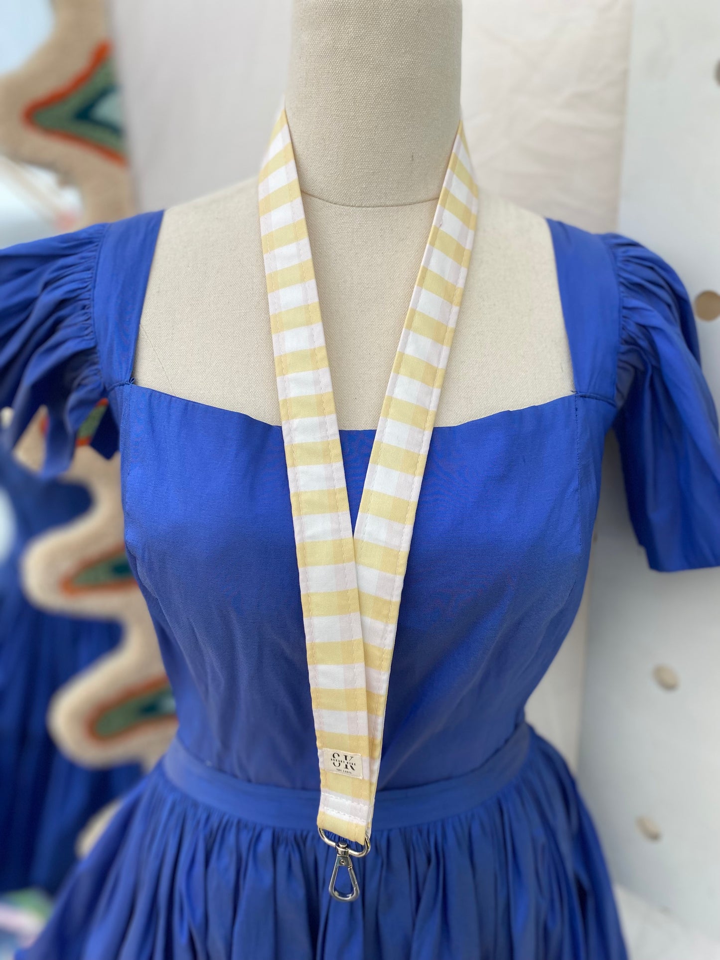 Lemon Drop Gingham Lanyard