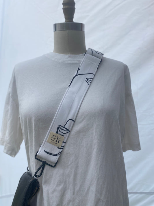 Abstract White Adjustable Bag Strap